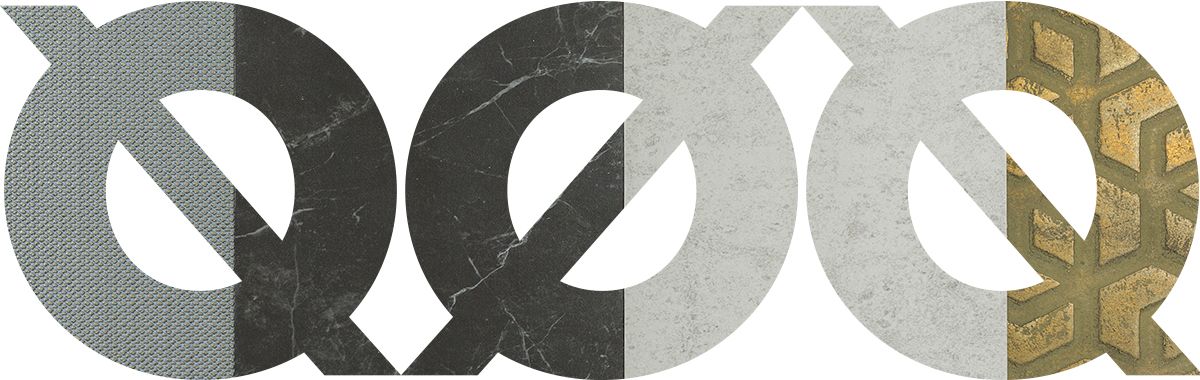 Logo Ground con texture materiche: tessuto, marmo, cemento e decoro dorato
